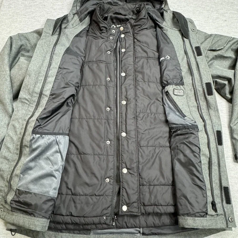 Dri Duck 3-in-1 Jacket Mens Size L Gray Hooded Storm Shell Interchange Pockets - Picture 6 of 16